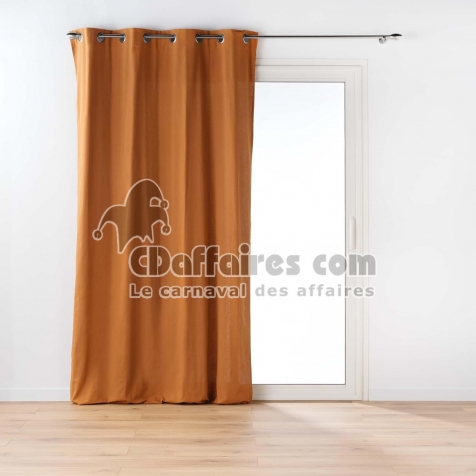 Rideau &agrave; &oelig;illets 135 x 260 cm &ndash; polycoton uni &ndash; Twily Camel