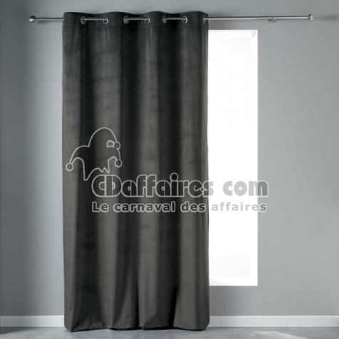 Rideau Tamisant &agrave; &OElig;illets 140 x 240 cm &ndash; Velours &ndash; Velvetine Anthracite