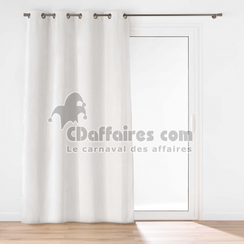 Rideau &agrave; &oelig;illets 140 x 260 cm &ndash; Velours relief c&ocirc;tel&eacute; &ndash; Mod&egrave;le Nils Blanc