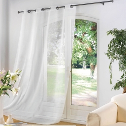 Voilage à œillets métal 140 x 240 cm – Luminette unie Luminea Blanc