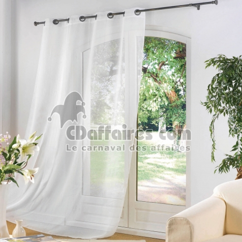 Voilage &agrave; &oelig;illets m&eacute;tal 140 x 240 cm &ndash; Luminette unie Luminea Blanc