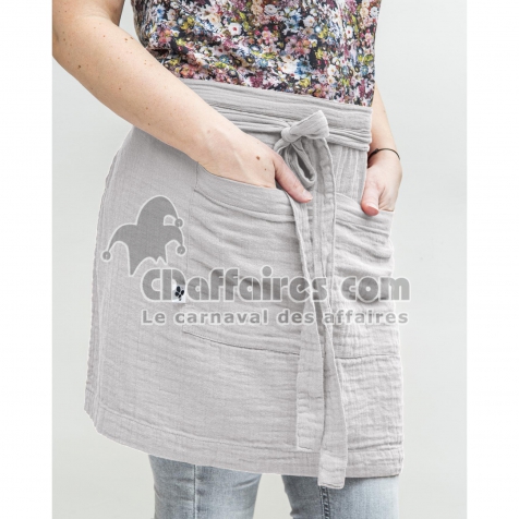 Tablier Serveur 45 x 80 cm &ndash; Gaze de Coton Unie GA&Iuml;A Nuage