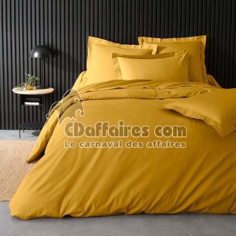 Housse de couette 2 personnes 240 x 220 cm &ndash; Percale de coton 78 fils &ndash; Curry