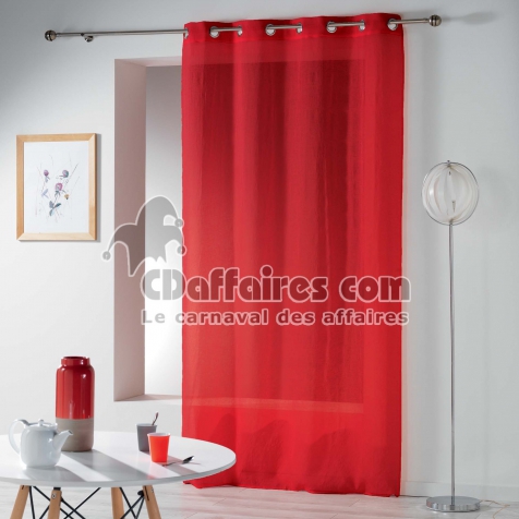Voilage &agrave; &OElig;illets Grande Hauteur 140 x 280 cm &ndash; &Eacute;tamine Crash Telma Rouge