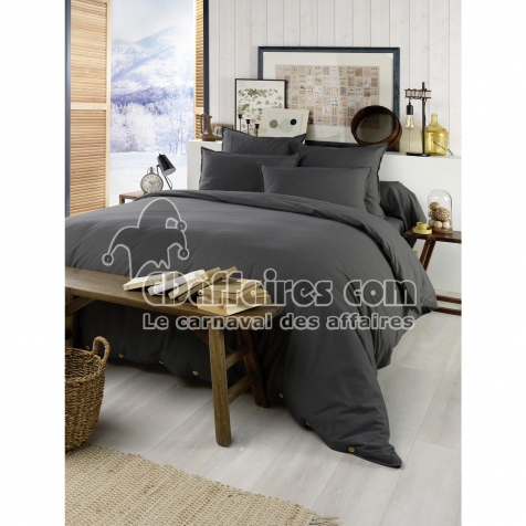 Housse de Couette 200 x 200 cm – Flanelle Unie – Candice Anthracite