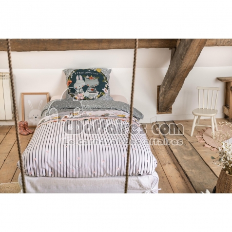 Parure de Lit Enfant 140 x 200 cm + 1 Taie d'oreiller &ndash;coton 57 fils Jardinage