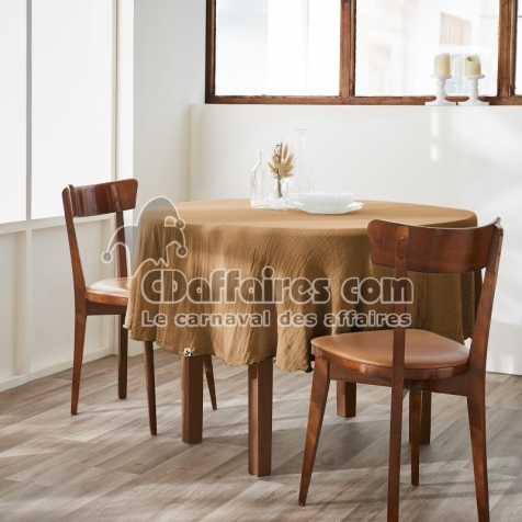 Nappe ronde 180 cm &ndash; Double gaze de coton &ndash; Ga&iuml;a Camel