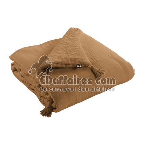Bout de Lit 90 x 200 cm – Double Gaze de Coton – Camel