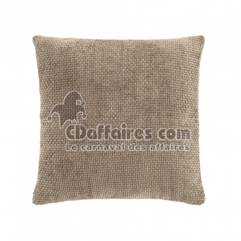 Coussin D&eacute;houssable 45 x 45 cm &ndash; Velours Chenille L&eacute;o &ndash; Coloris Sable