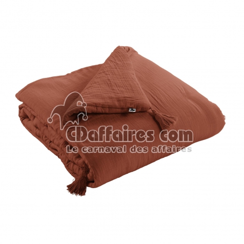 Édredon 150 x 150 cm – Double Gaze de Coton – Terracotta