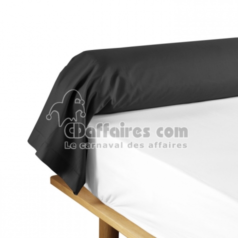 Taie de traversin 85 x 185 cm &ndash; Coton uni 57 fils Noir &ndash; Finition point bourdon &eacute;l&eacute;gante