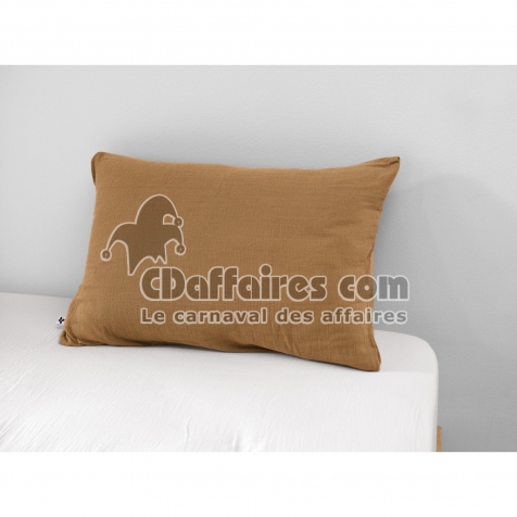 Taie d'oreiller en double gaze de coton &ndash; 50 x 70 cm &ndash; Camel