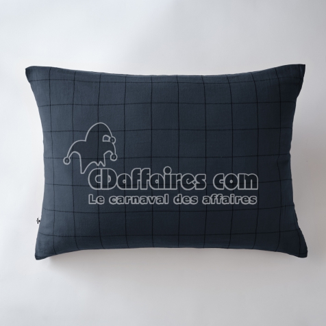 Taie d&rsquo;oreiller 50 x 70 cm &ndash; Double gaze de coton tiss&eacute;e-teinte GA&Iuml;A MATCH &ndash; Minuit