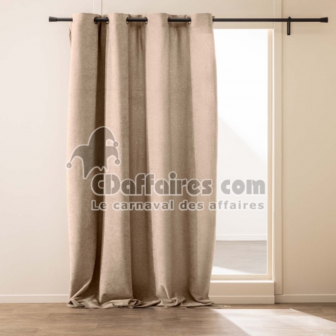Rideau &agrave; &oelig;illets 140 x 260 cm &ndash; Bouclette unie WINONA &ndash; Coloris Sable