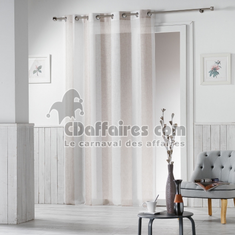 Voilage &agrave; &OElig;illets 140 x 240 cm &ndash; Tiss&eacute; Naturel Alia Beige