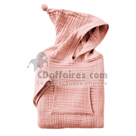 Poncho Enfant Mixte 2/5 Ans en Gaze de Coton – Coloris Rose pêche