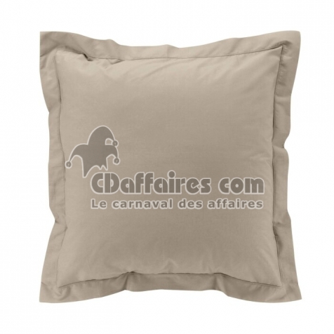 Taie d&rsquo;oreiller 63 x 63 cm en percale Sable &ndash; Volant plat & point bourdon