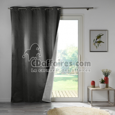 Rideau Thermique 140 x 260 cm &ndash; 100 % Occultant / Jacquard &ndash; Darko Anthracite