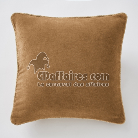 Coussin D&eacute;houssable 45 x 45 cm &ndash; Velours de Coton C&eacute;sar &ndash; Camel