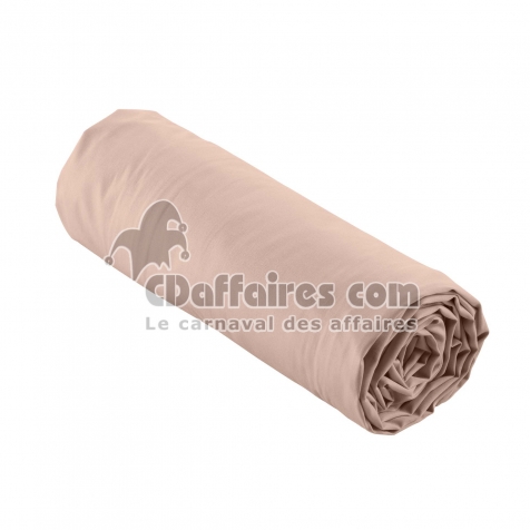 Drap Housse 1 Personne 90 x 190 cm &ndash; Percale Unie 78 Fils &ndash; Nude