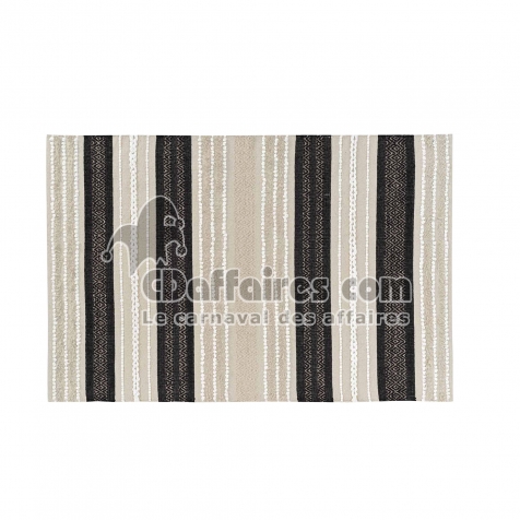 Tapis rectangle 120 x 170 cm &ndash; Coton et polyester &ndash; Mirage &ndash; Rayures fantaisie et fil m&eacute;tallis&eacute;