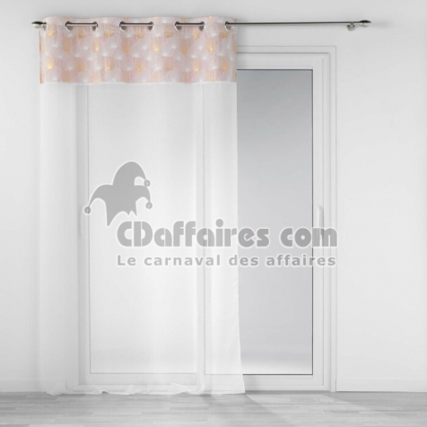 Voilage &agrave; &OElig;illets 140 x 240 cm &ndash; Voile Sabl&eacute; + Haut Velours &ndash; Clairine Rose