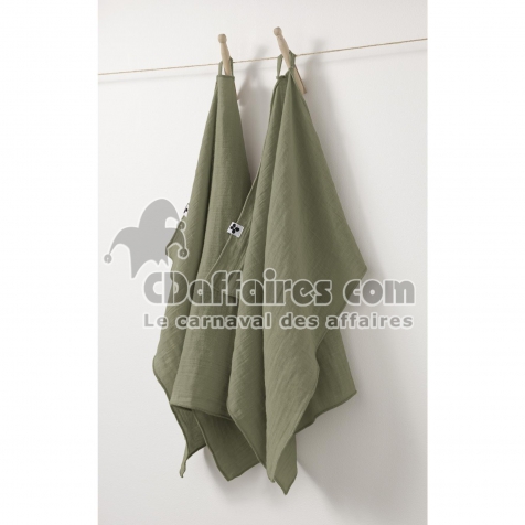 Lot de 2 Essuie-Mains 50 x 70 cm &ndash; Double Gaze de Coton &ndash; GA&Iuml;A &ndash;  Romarin
