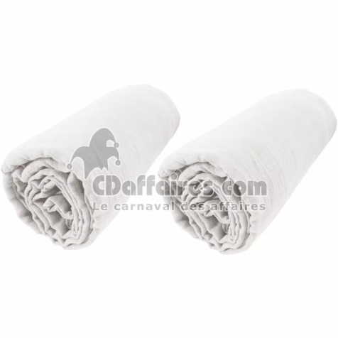 Lot de 2 Draps housse 140 x 190 cm &ndash; Bonnet 30 cm &ndash; Double Gaze de Coton &ndash; Blanc