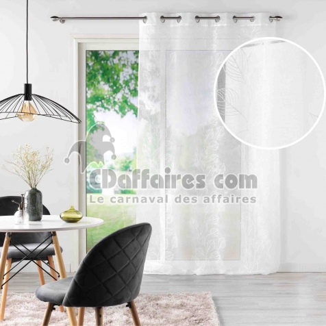 Voilage &agrave; &oelig;illets 140 x 240 cm brod&eacute; &ndash; EDENIA Blanc