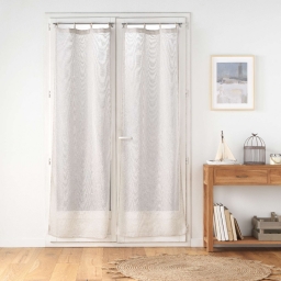 Paire de panneaux droits &agrave; &oelig;illets bois 2 x 70 x 200 cm &ndash; Voile tiss&eacute; Minalisa Beige