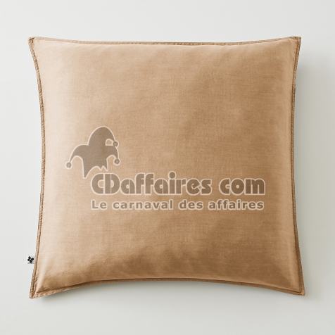 Taie d&rsquo;oreiller 63 x 63 cm &mdash; Lyocell uni LYSANDRE &mdash; 120 fils -  Camel