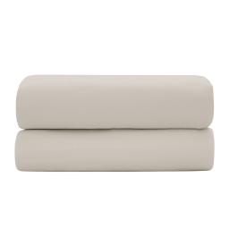 Drap-housse 140 x 190 cm &mdash; Satin de coton 120 fils/cm&sup2; &mdash; Sable &mdash; Bonnet 30 cm