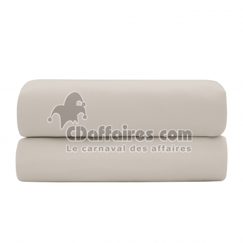 Drap-housse 140 x 190 cm &mdash; Satin de coton 120 fils/cm&sup2; &mdash; Sable &mdash; Bonnet 30 cm