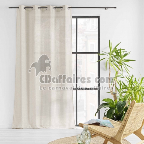 Voilage &agrave; &oelig;illets 140 x 280 cm &ndash; Effet lainage &ndash; Loulaine Beige