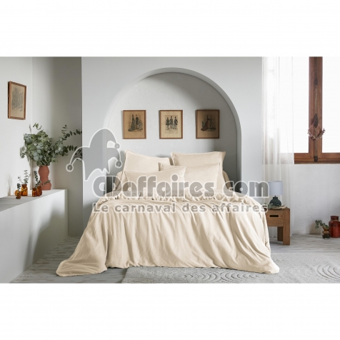 Housse de couette 200 x 200 cm &ndash; Lyocell uni LYSANDRE &ndash; Pampa