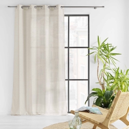 Voilage &agrave; &oelig;illets 140 x 240 cm &ndash; Effet lainage &ndash; Loulaine Beige