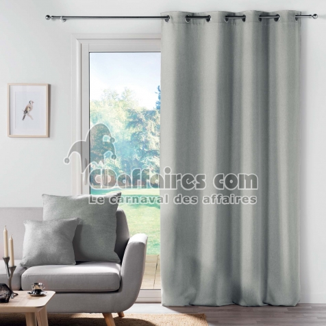 Rideau &agrave; &oelig;illets &ndash; 140 x 260 cm &ndash; chambray uni Solena &ndash; Gris