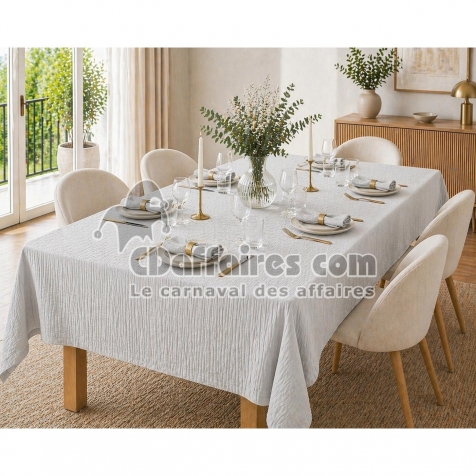 Nappe rectangle 150 x 350 cm + 6 serviettes de table &ndash; Double gaze de coton GA&Iuml;A Nuage