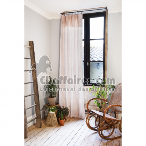Rideau ajustable + 8 anneaux pince &ndash; Gaze de coton &ndash; 140 x 300 cm &ndash; Rose &ndash; Ga&iuml;a