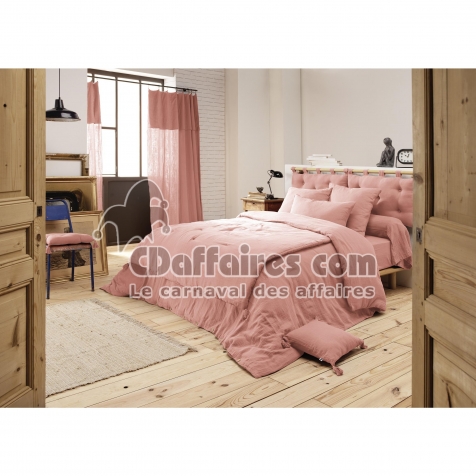 Housse de couette 260 x 240 cm &ndash; Double gaze de coton &ndash; Ga&iuml;a Rose P&ecirc;che