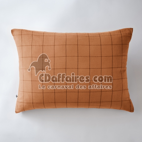 Taie d&rsquo;Oreiller 50 x 70 cm &ndash; Gaze de Coton Tiss&eacute;e &ndash; Ga&iuml;a Match Abricot