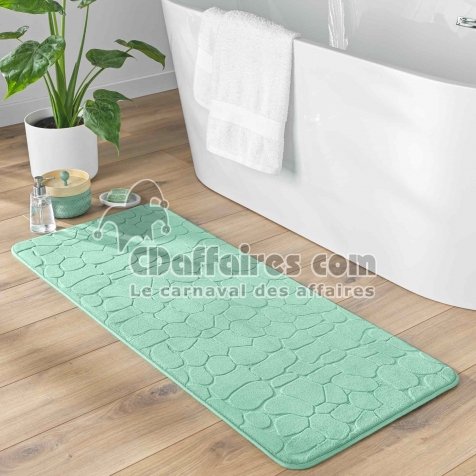 Tapis de Bain 50 x 120 cm &ndash; Microfibre Unie Relief Ricochet &ndash; Ultra Doux & Absorbant Tilleul