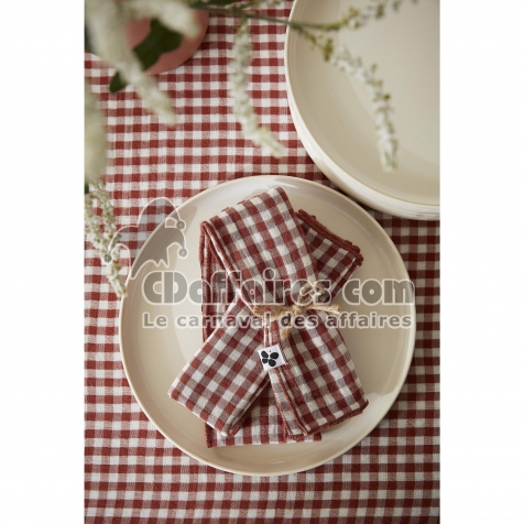 Lot de 3 serviettes 40 x 40 cm &ndash; Double gaze de coton &ndash; Vickie Terracotta