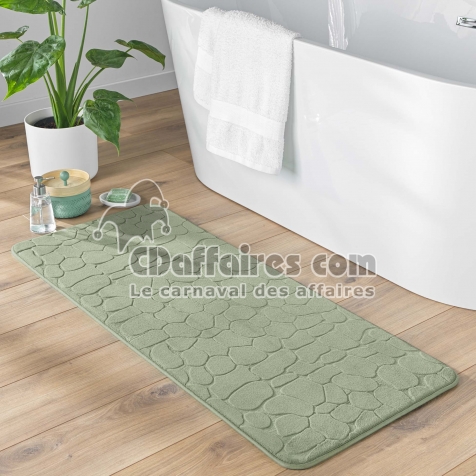 Tapis de Bain 50 x 120 cm &ndash; Microfibre Unie Relief Ricochet &ndash; Ultra Doux & Absorbant Sauge