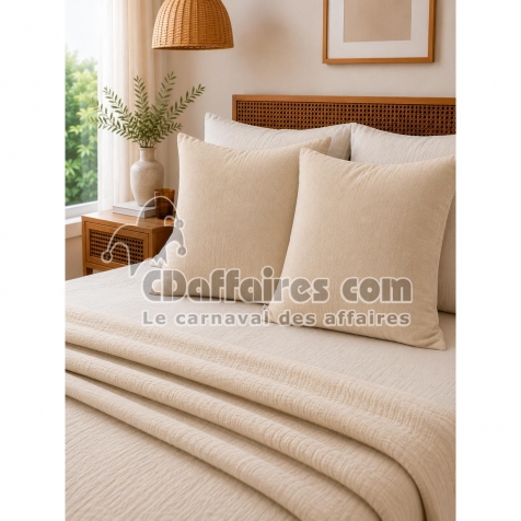 Lot de 2 Taies d&rsquo;Oreiller 60 x 60 cm &ndash; Double Gaze de Coton &ndash; GA&Iuml;A Pampa