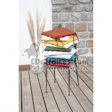 Assise Matelass&eacute;e 38 x 38 cm &ndash; Coton D&eacute;perlant Anti-UV &ndash; KALA &ndash; Bleu jean