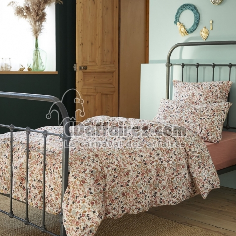 Housse de couette 140 x 200 cm &ndash; Double Gaze de Coton Imprim&eacute;e &ndash; Capucine Pampa