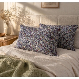 Lot de 2 Taies d&rsquo;Oreiller 50 x 70 cm &ndash; Gaze de Coton Imprim&eacute;e &ndash; MALIA Floral