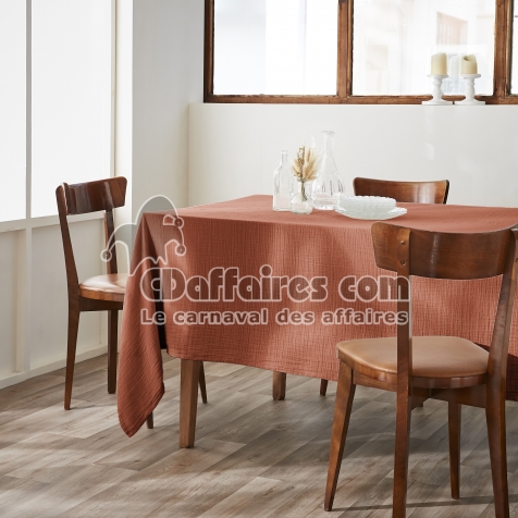 Nappe rectangulaire 150 x 250 cm &ndash; Double gaze de coton &ndash; Ga&iuml;a Terracotta