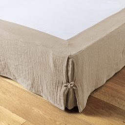 Cache-sommier 180 x 200 cm &ndash; Double Gaze de Coton 125 g/m&sup2; &ndash; Ga&iuml;a Ficelle